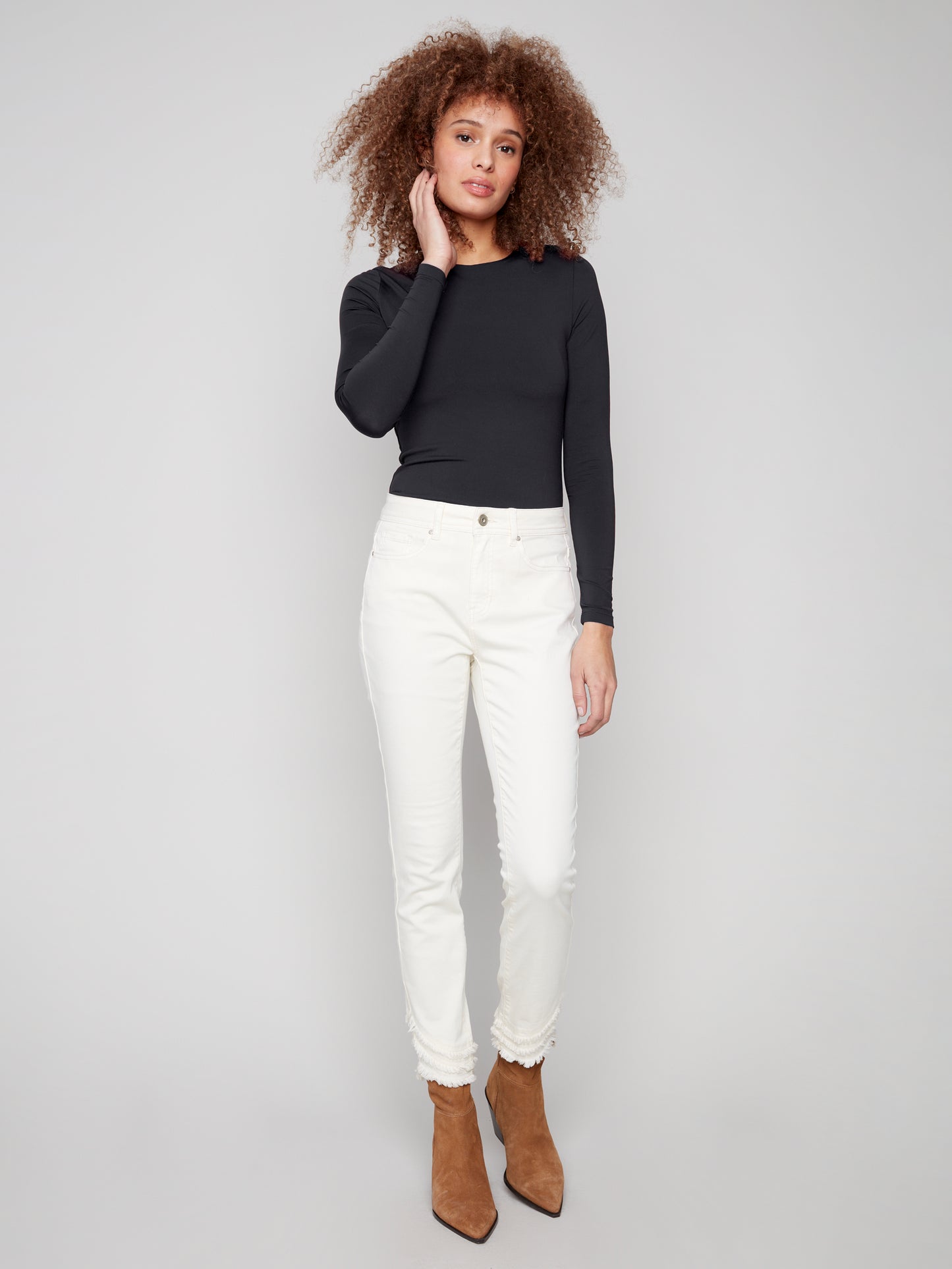 Frayed Hem Natural Denim