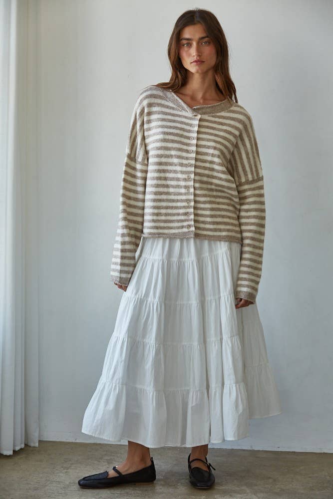 Knit Sweater Striped Button Cardi