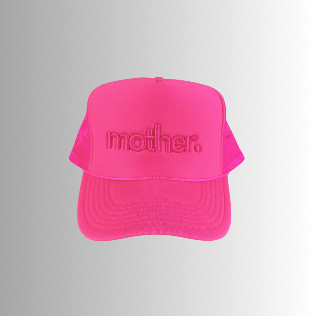 Mother Embroidered Trucker Hat - Neon Pink