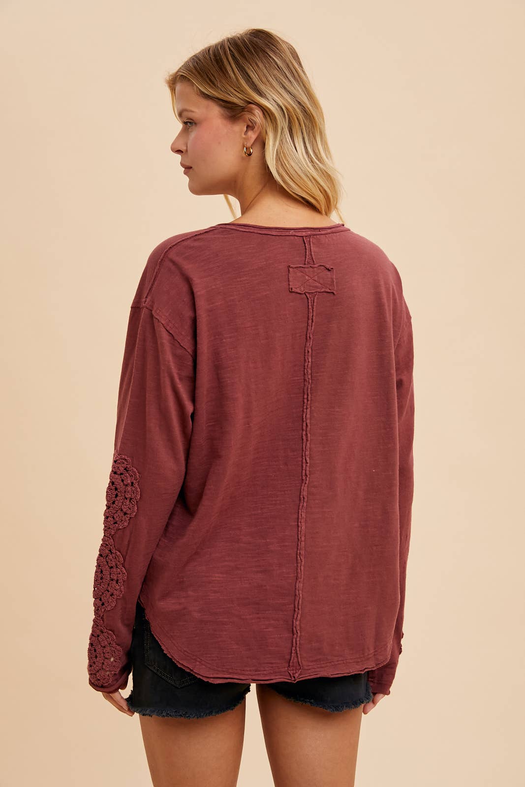 CROCHET PATCH HENLEY TOP