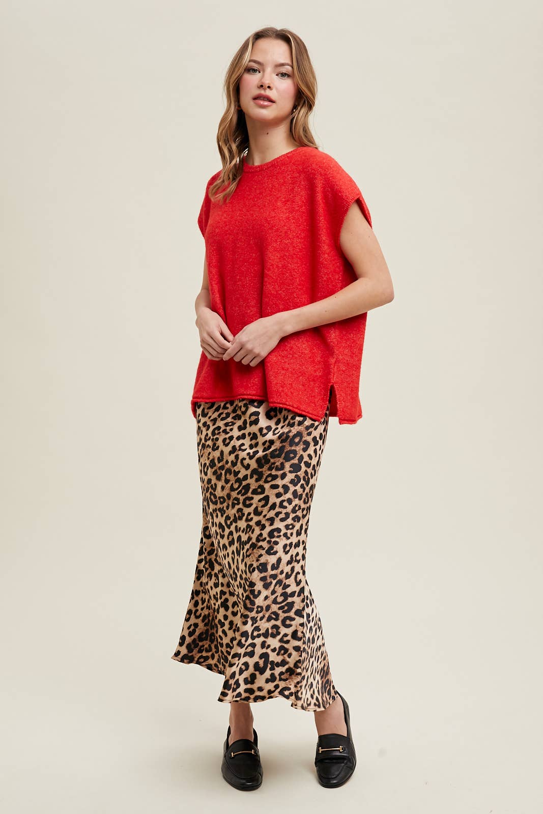 KNIT SWEATER TOP RED
