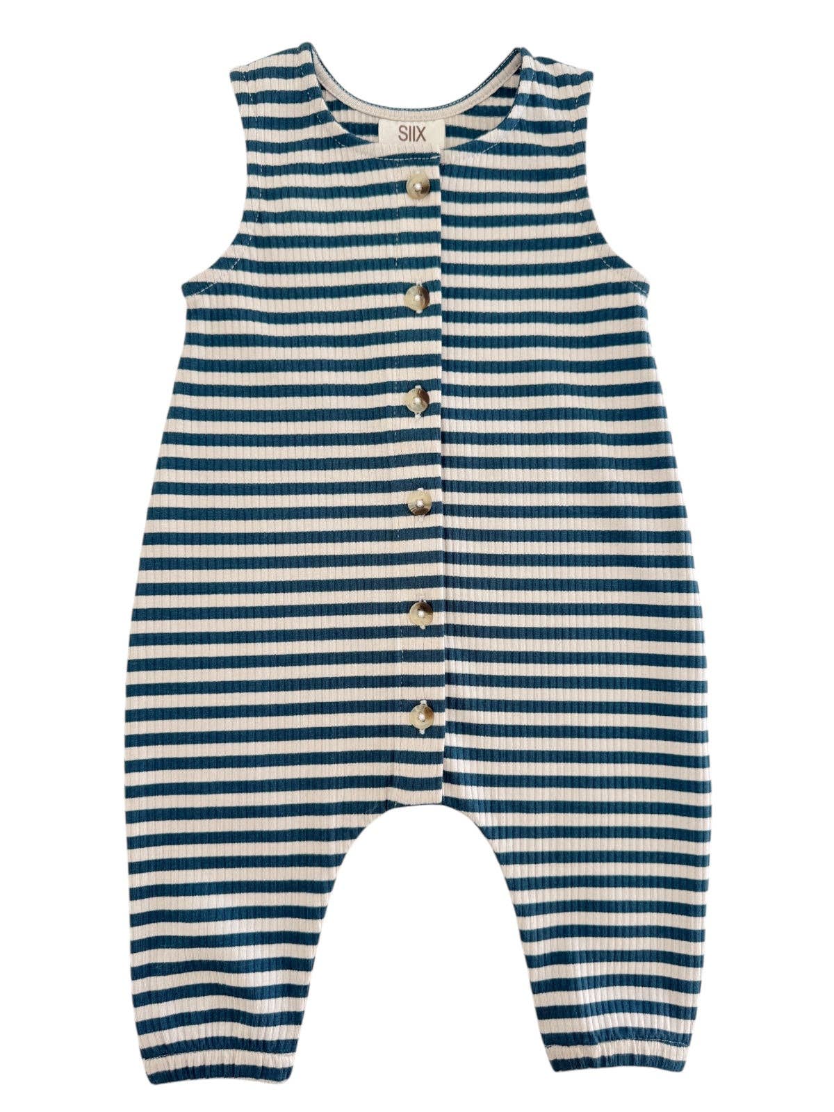 Steel Blue Stripe / Organic Ribbed Bay Jumpsuit