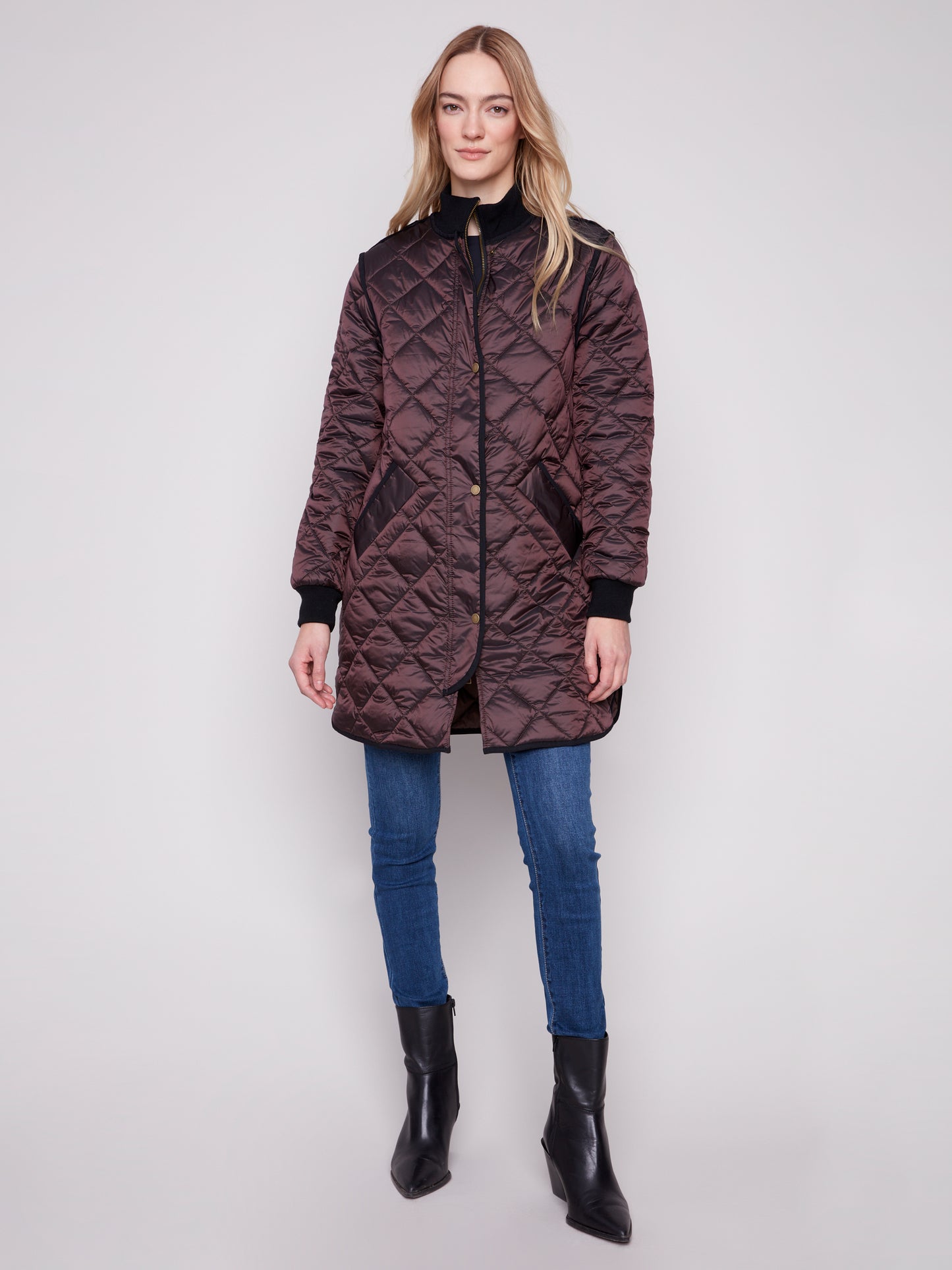 Mocha Irridedcent Nylon Jacket