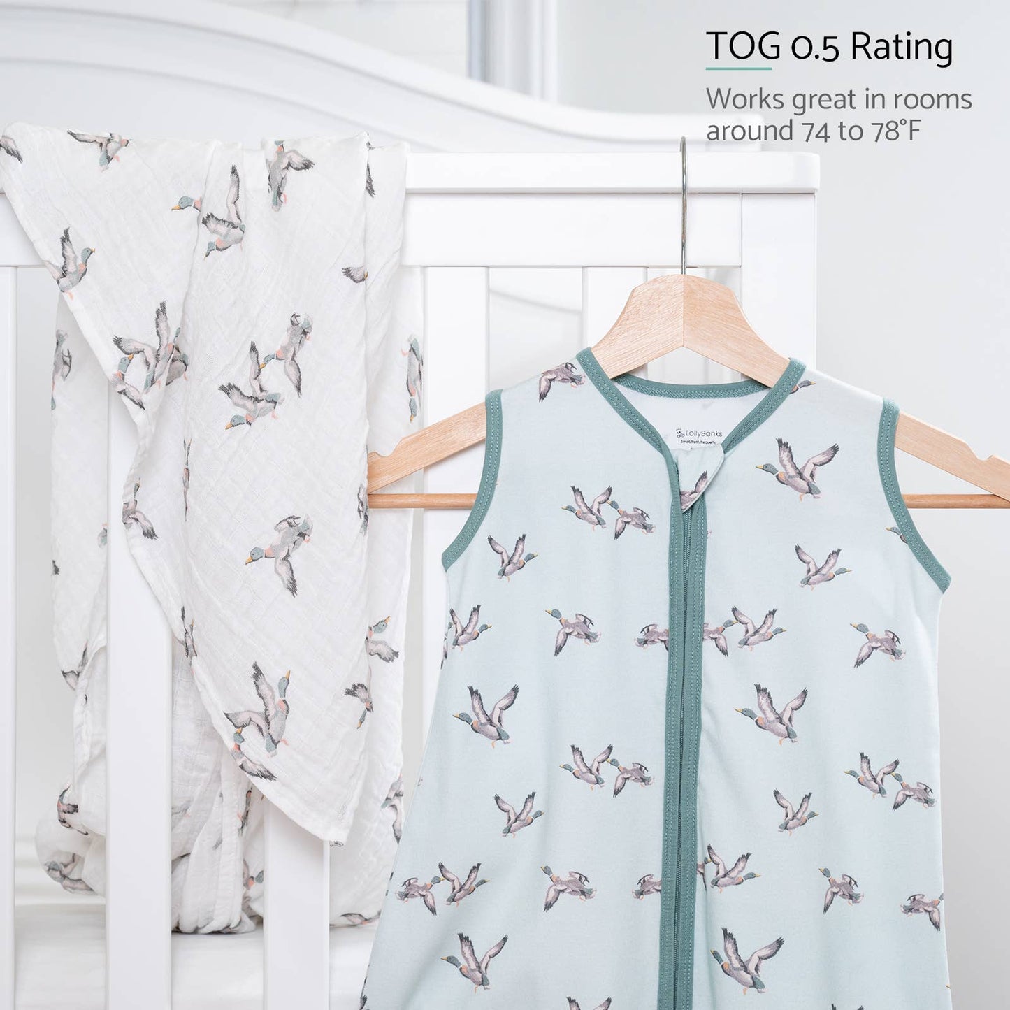 Organic Cotton Sleep Sack 0.5 TOG Quackin' Up Mallard Duck