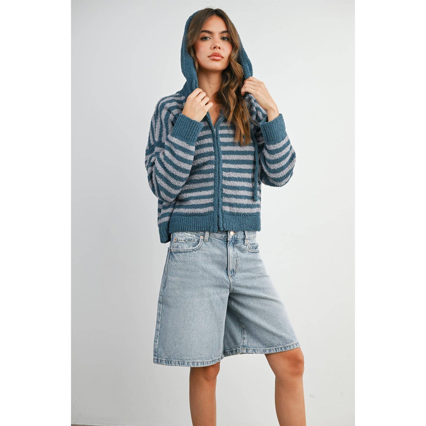 Pink Combo Stripe Zip-Up