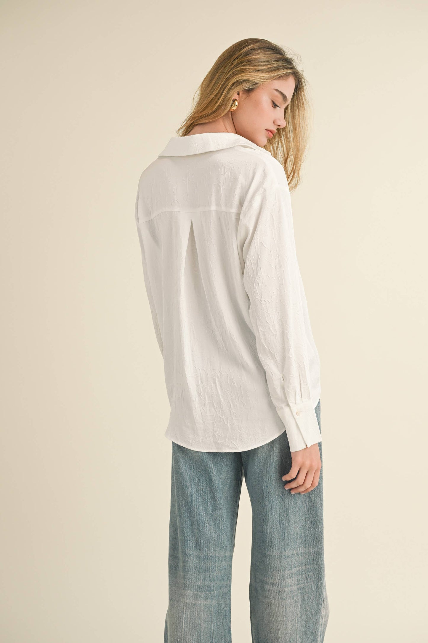 T3832 BUTTONDOWN CRINKLED DETAIL SHIRTS