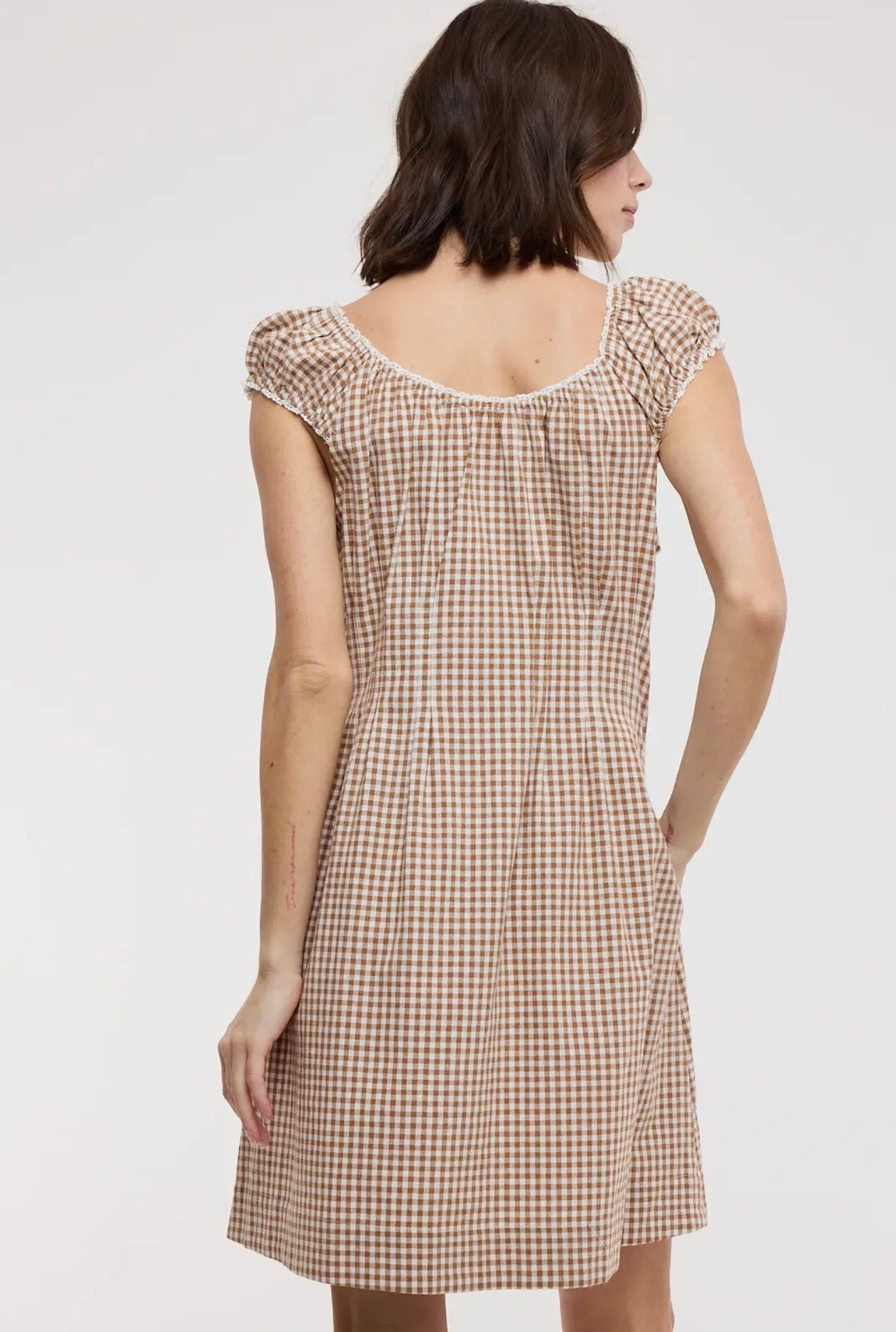 Gingham Button Up Mini Dress