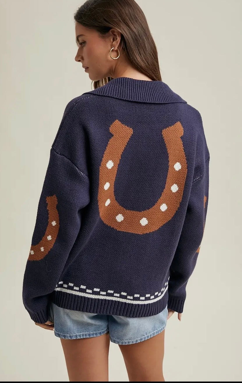 Navy Horse Sweater