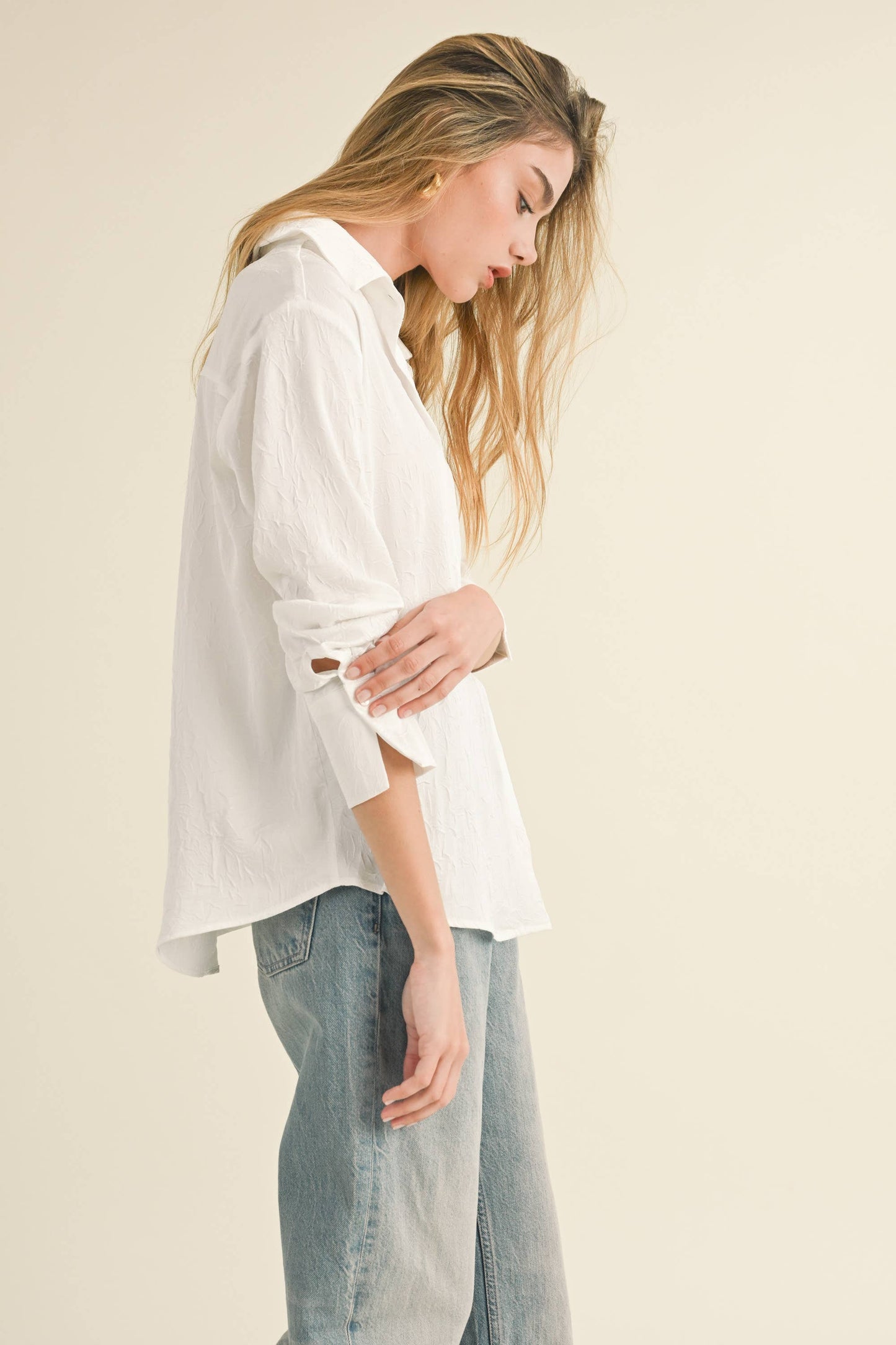 T3832 BUTTONDOWN CRINKLED DETAIL SHIRTS