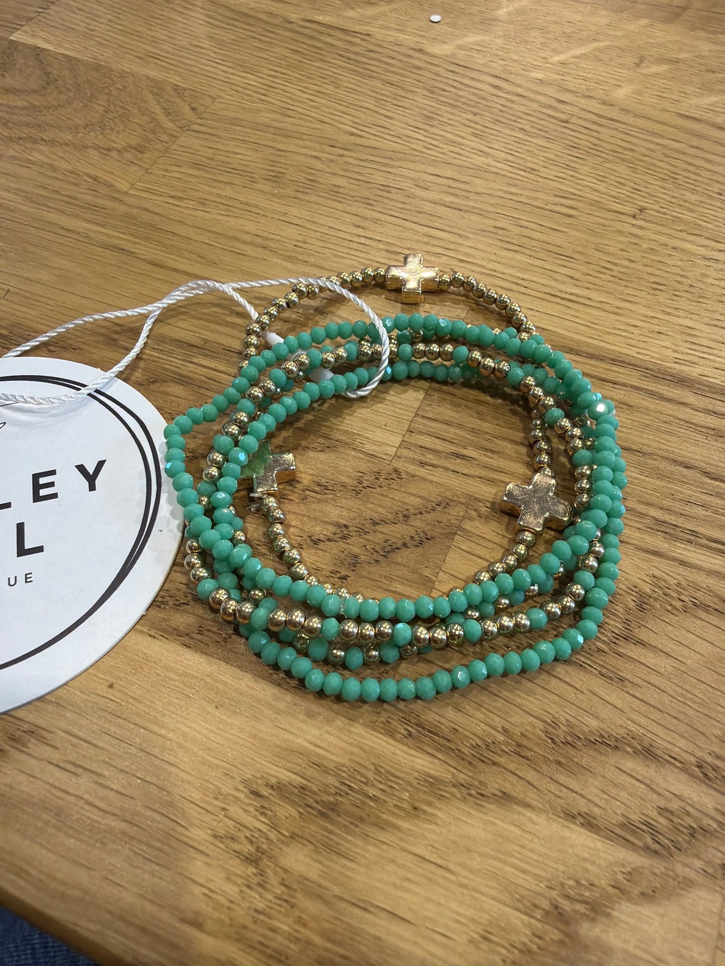 Green + Gold Braclet Set