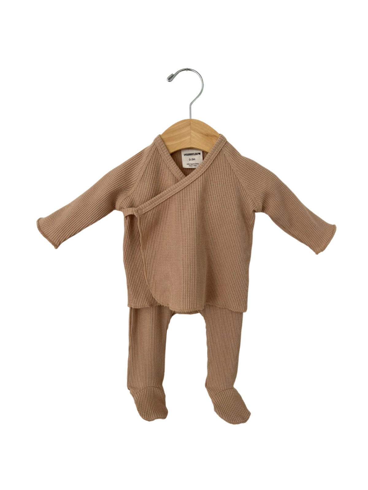 Organic Waffle Kimono & Pant Set, Tan