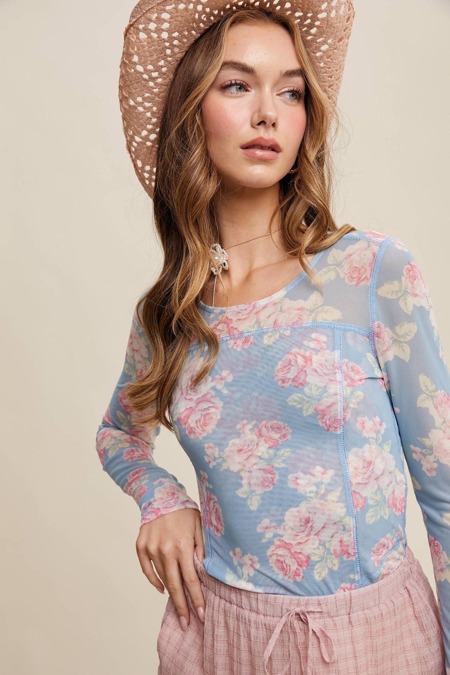 Floral Mesh Top