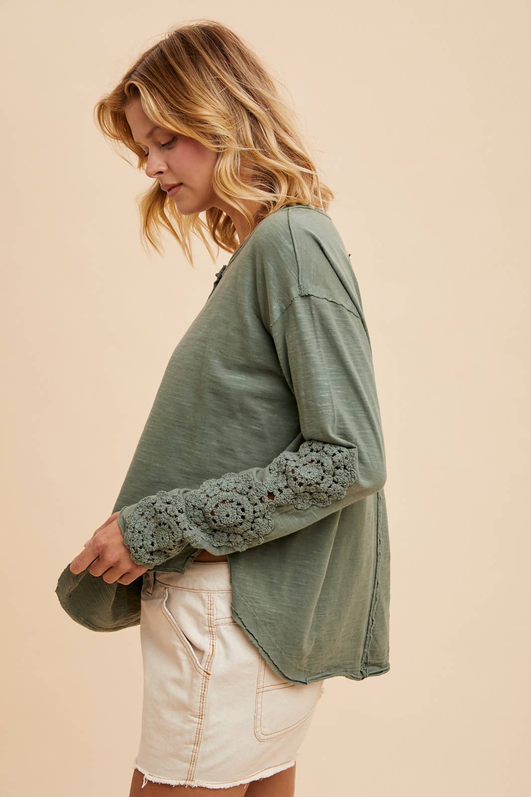 CROCHET PATCH HENLEY TOP