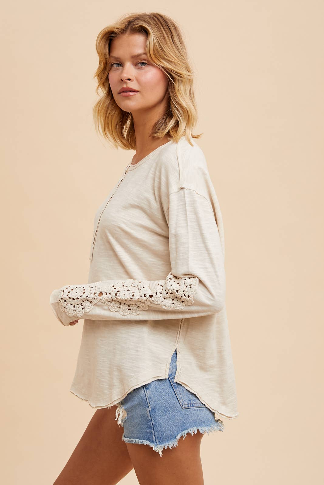 CROCHET PATCH HENLEY TOP