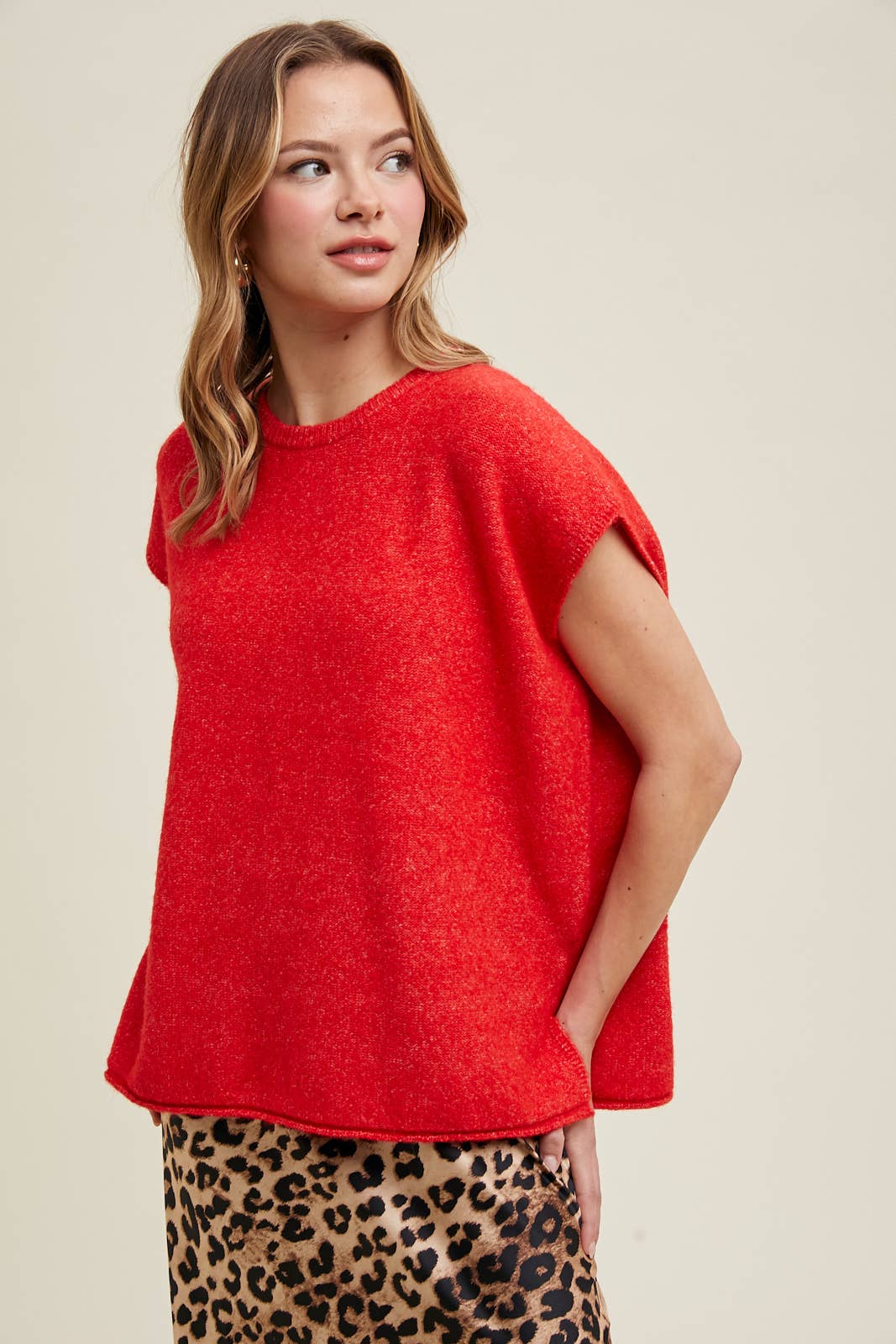 KNIT SWEATER TOP RED