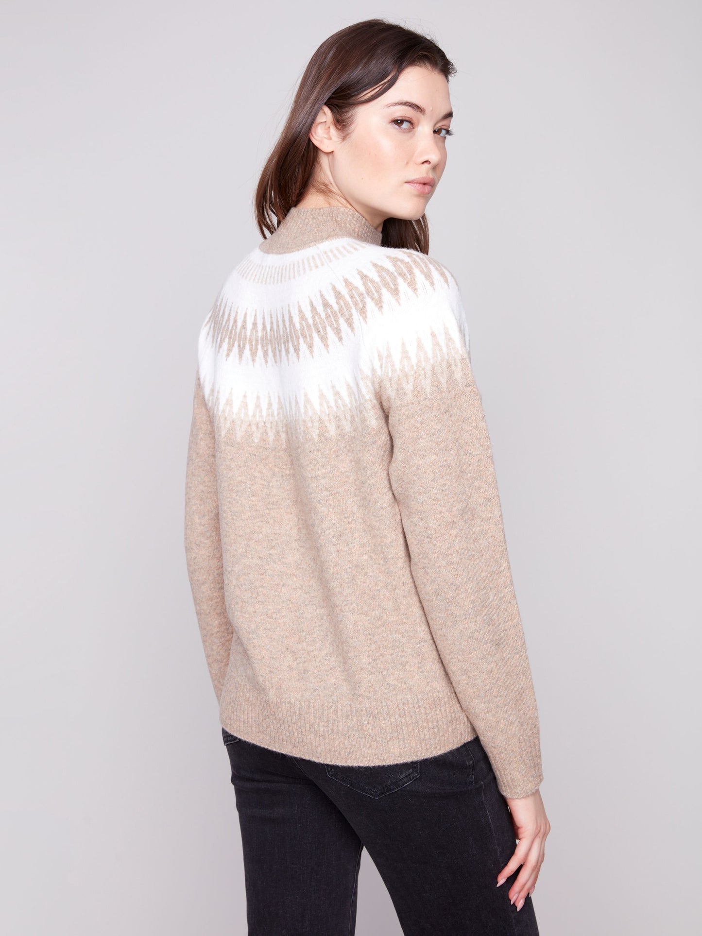 Jacquard Mock Neck Sweater