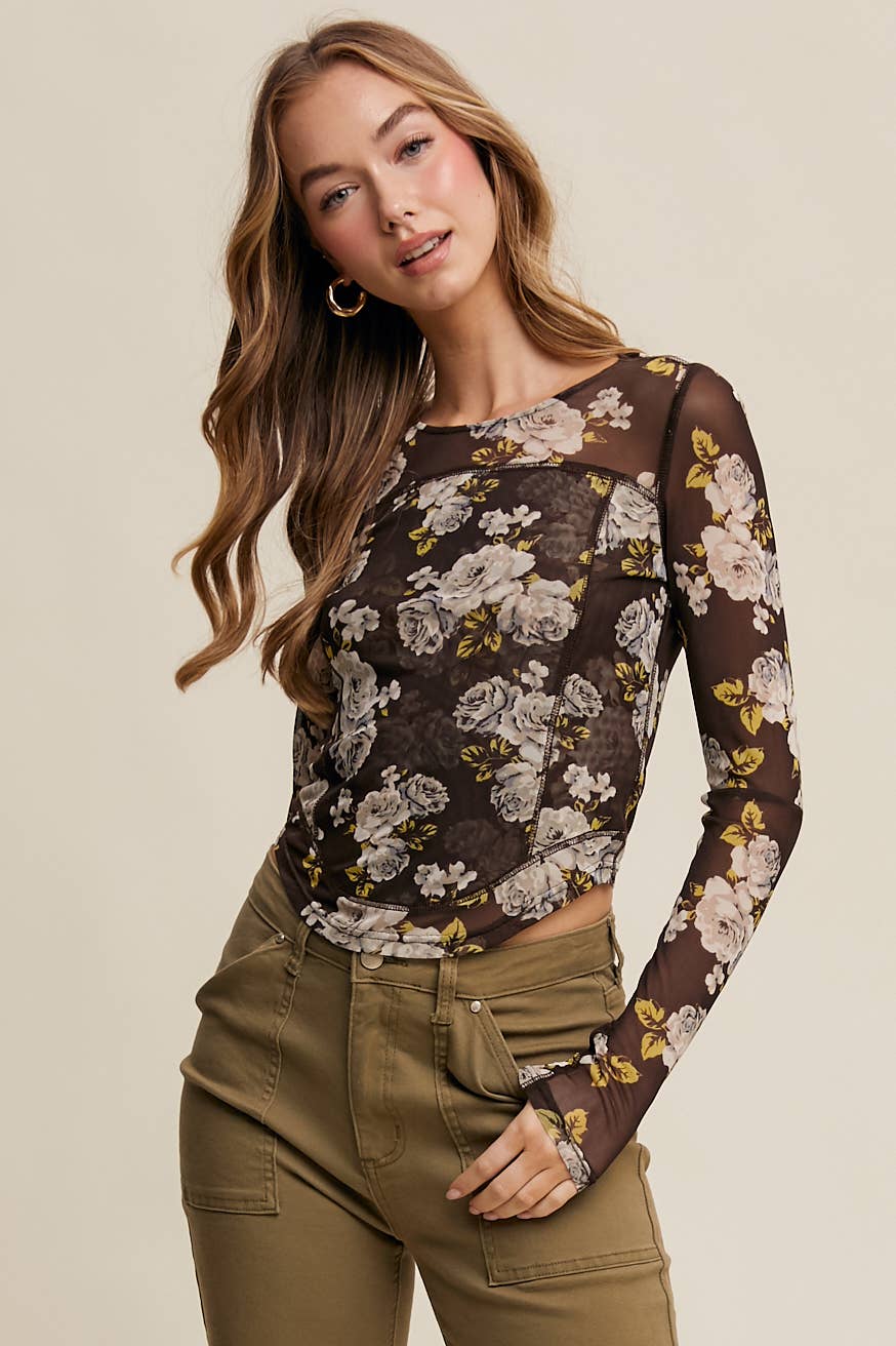 Floral Mesh Top