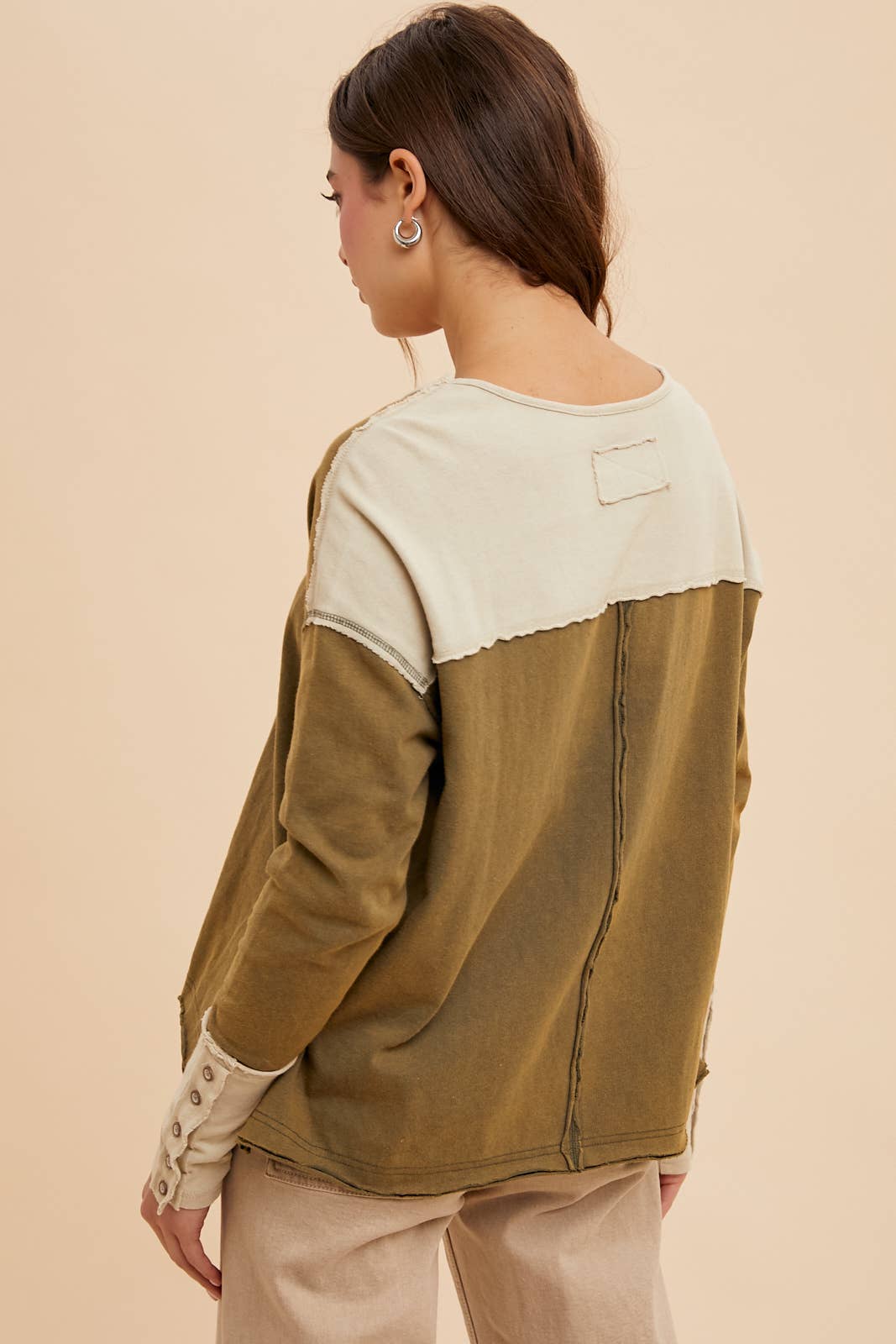 WASHED COTTON HENLEY TOP