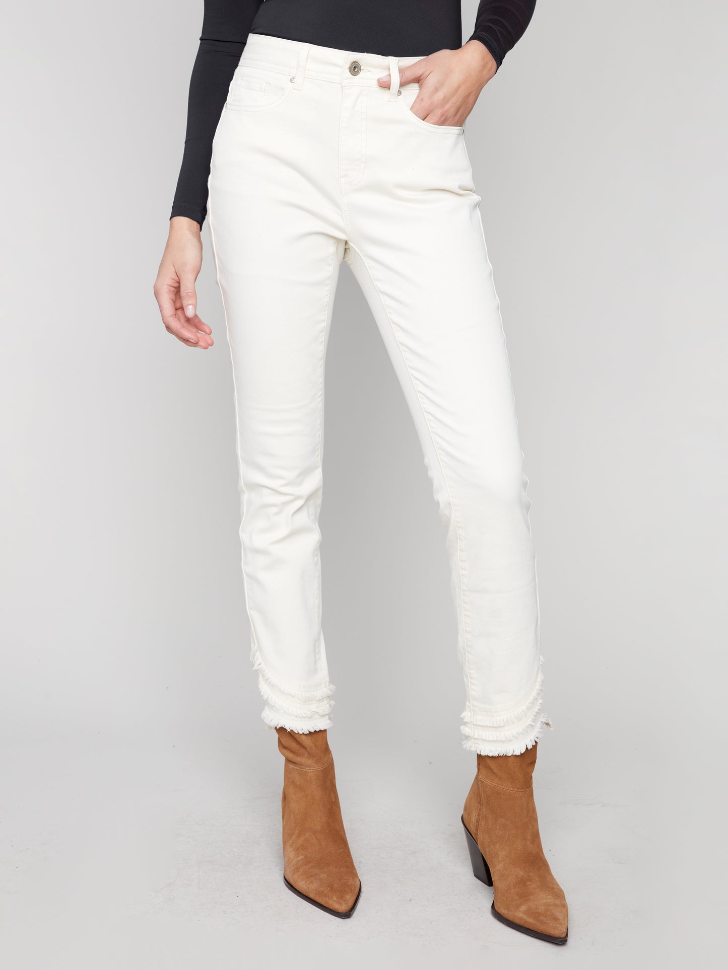 Frayed Hem Natural Denim