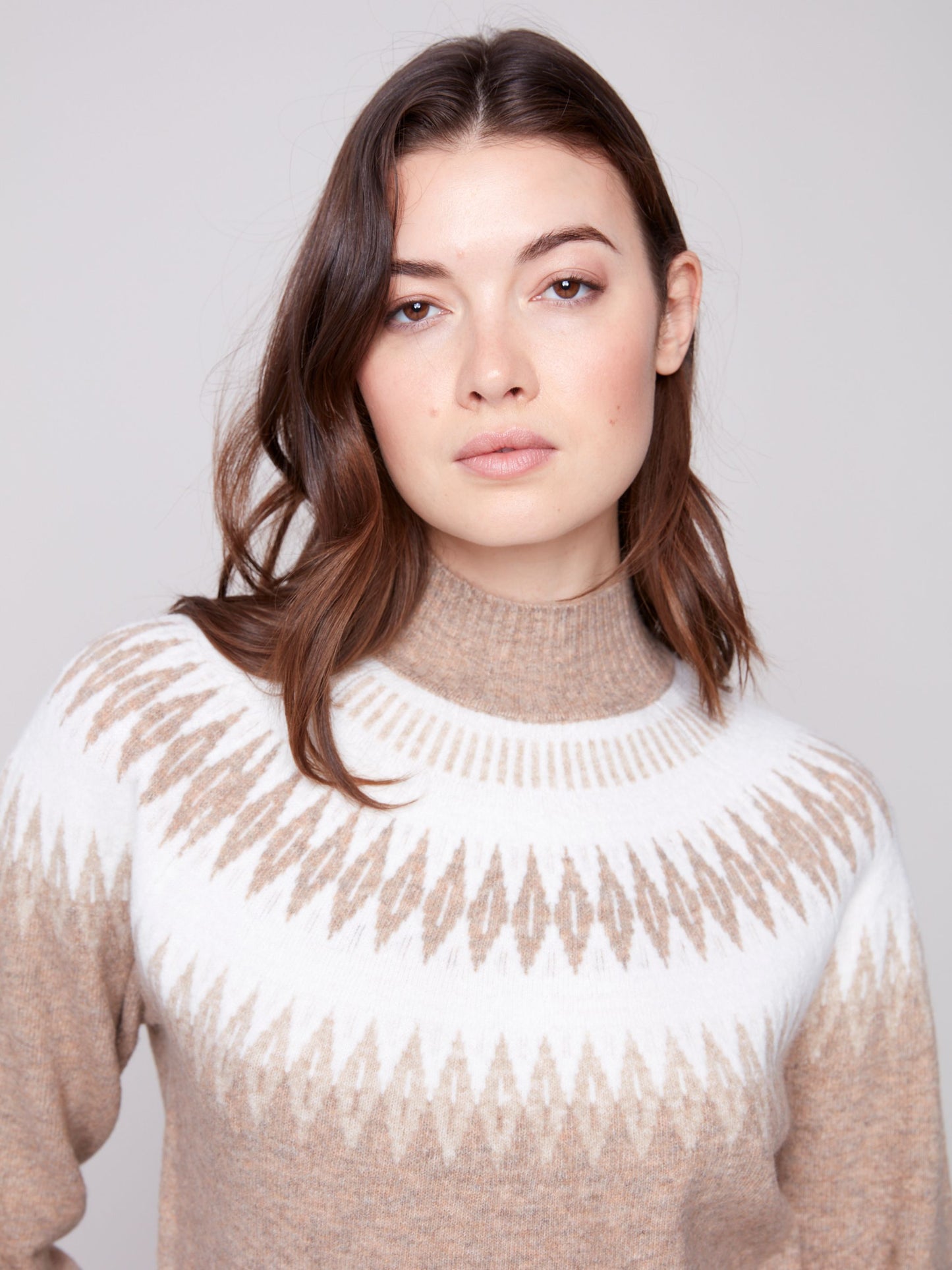 Jacquard Mock Neck Sweater