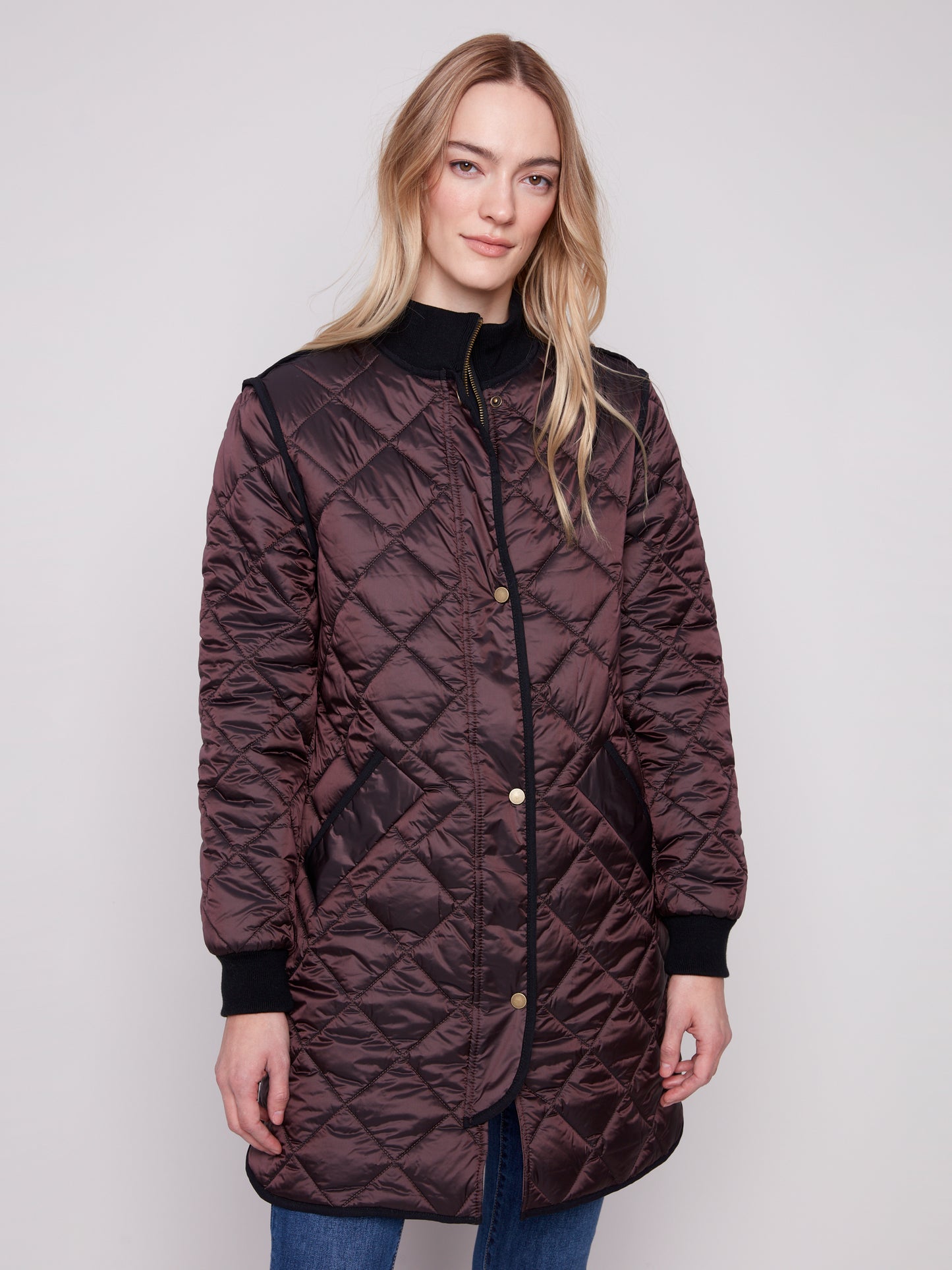 Mocha Irridedcent Nylon Jacket