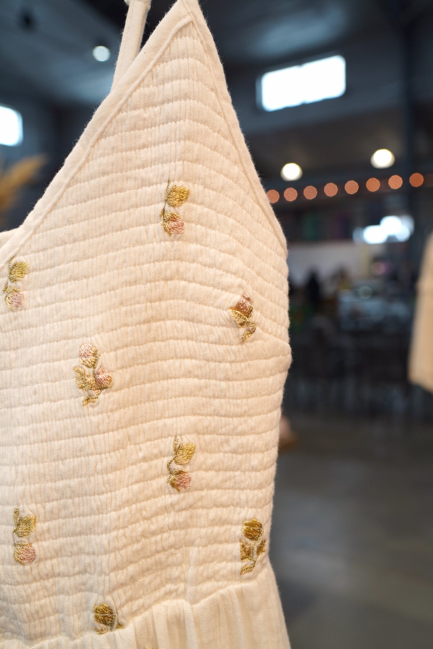 Embroidered Double Guaze Smock Dress