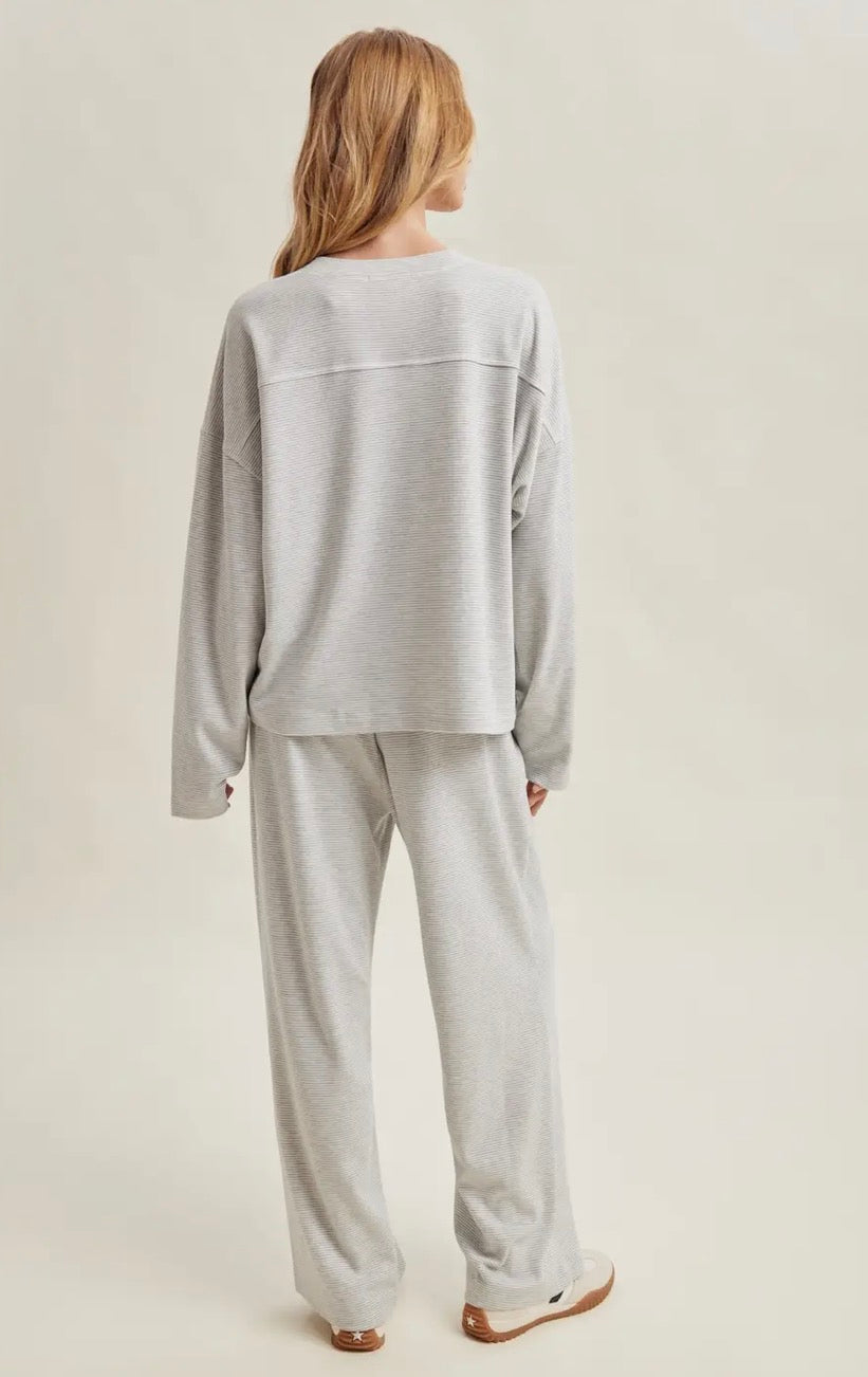 Grey + Cream Striped Set