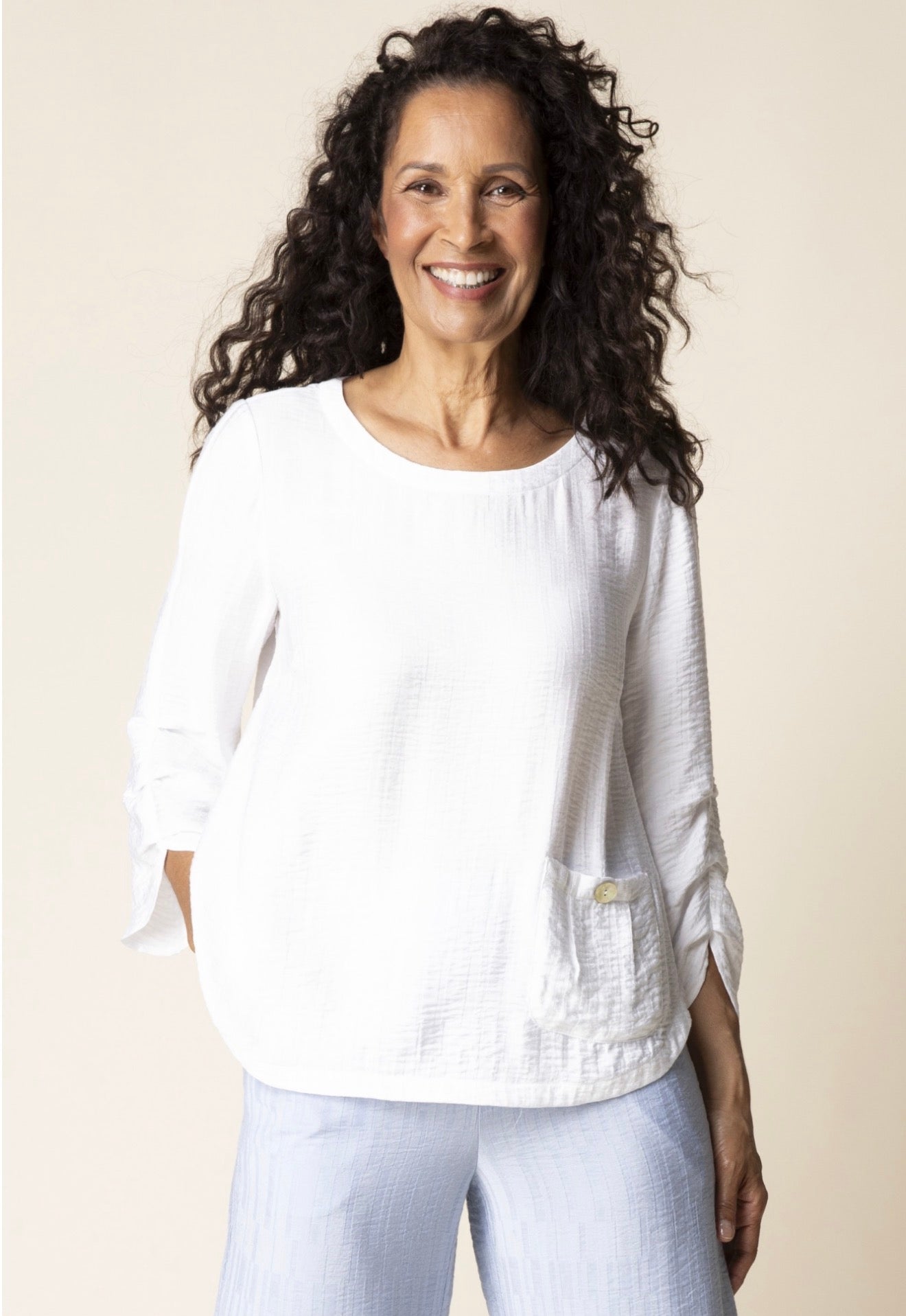 Soft Rayon Jacquard Pleaded Pullover