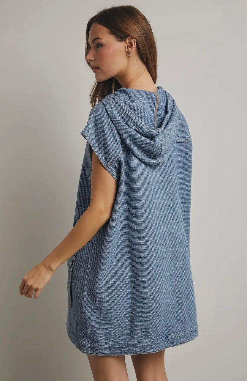 Denim Hoodie Mini Dress