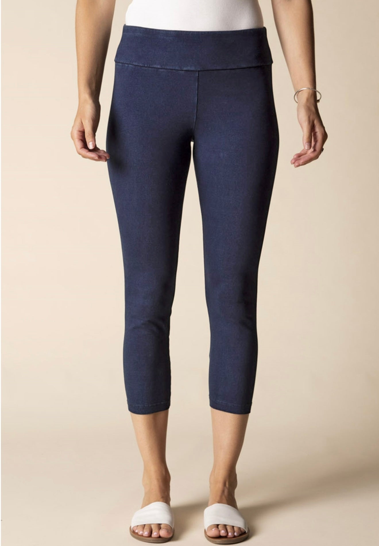 Stonewash Knit Crop Pant Pull On