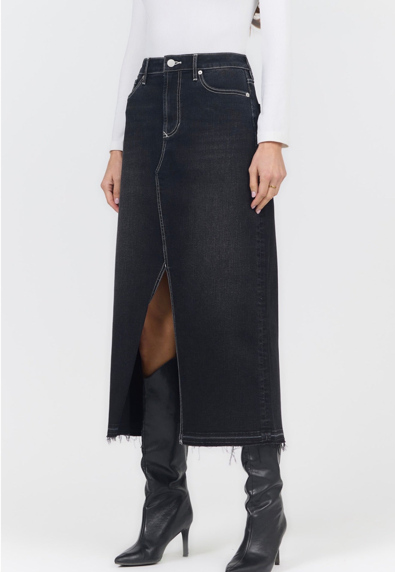 Vianna Black Denim Skirt