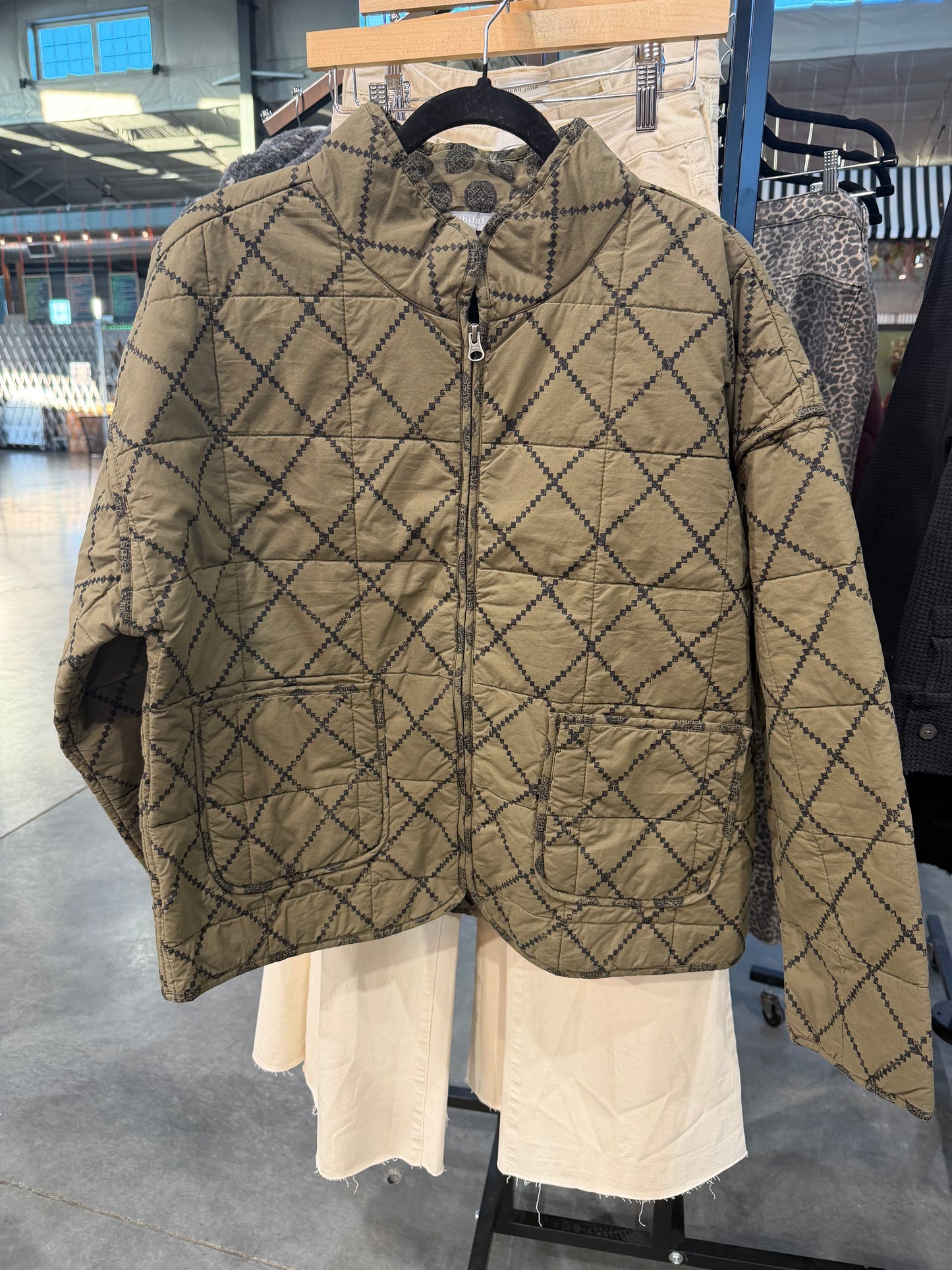 Reversible Market Quilted Coat Olive