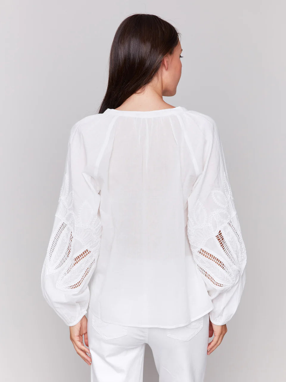 Raglan Embroidered Blouse White