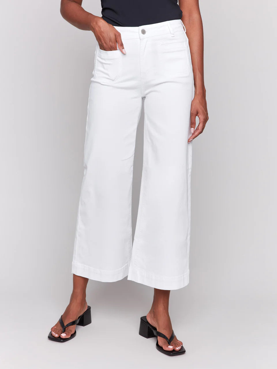 Cropped Straight Leg Pant Linen Patch Pocket