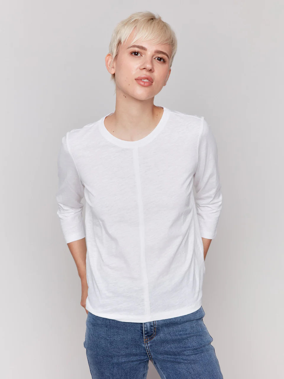 White 3/4 Sleeve Tee