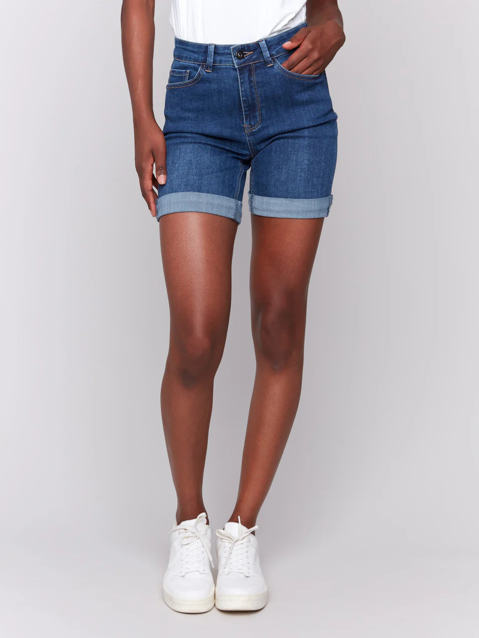 Denim Rolled Cuff Shorts