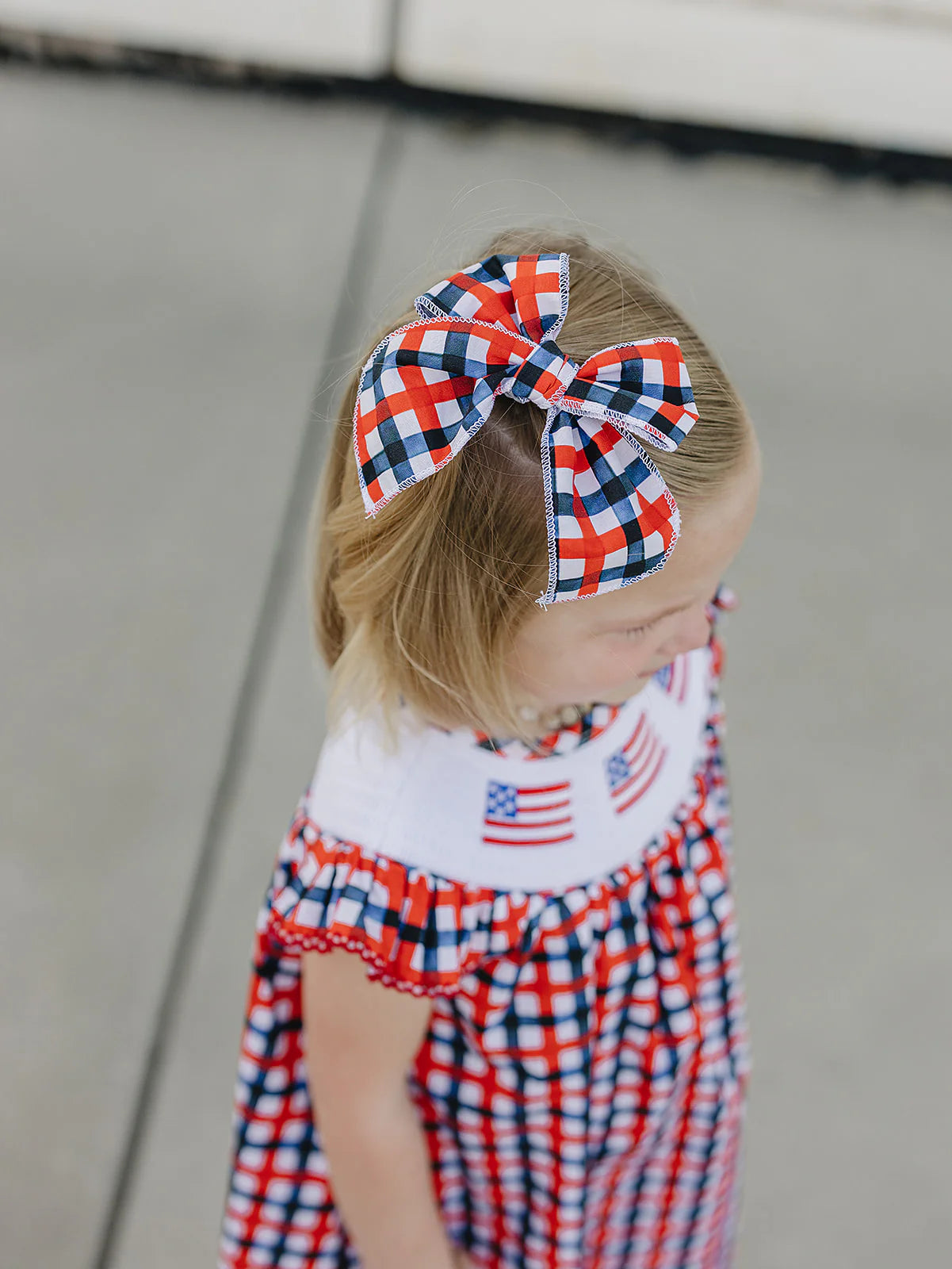 All American Plaid Hair Bow Med Clip