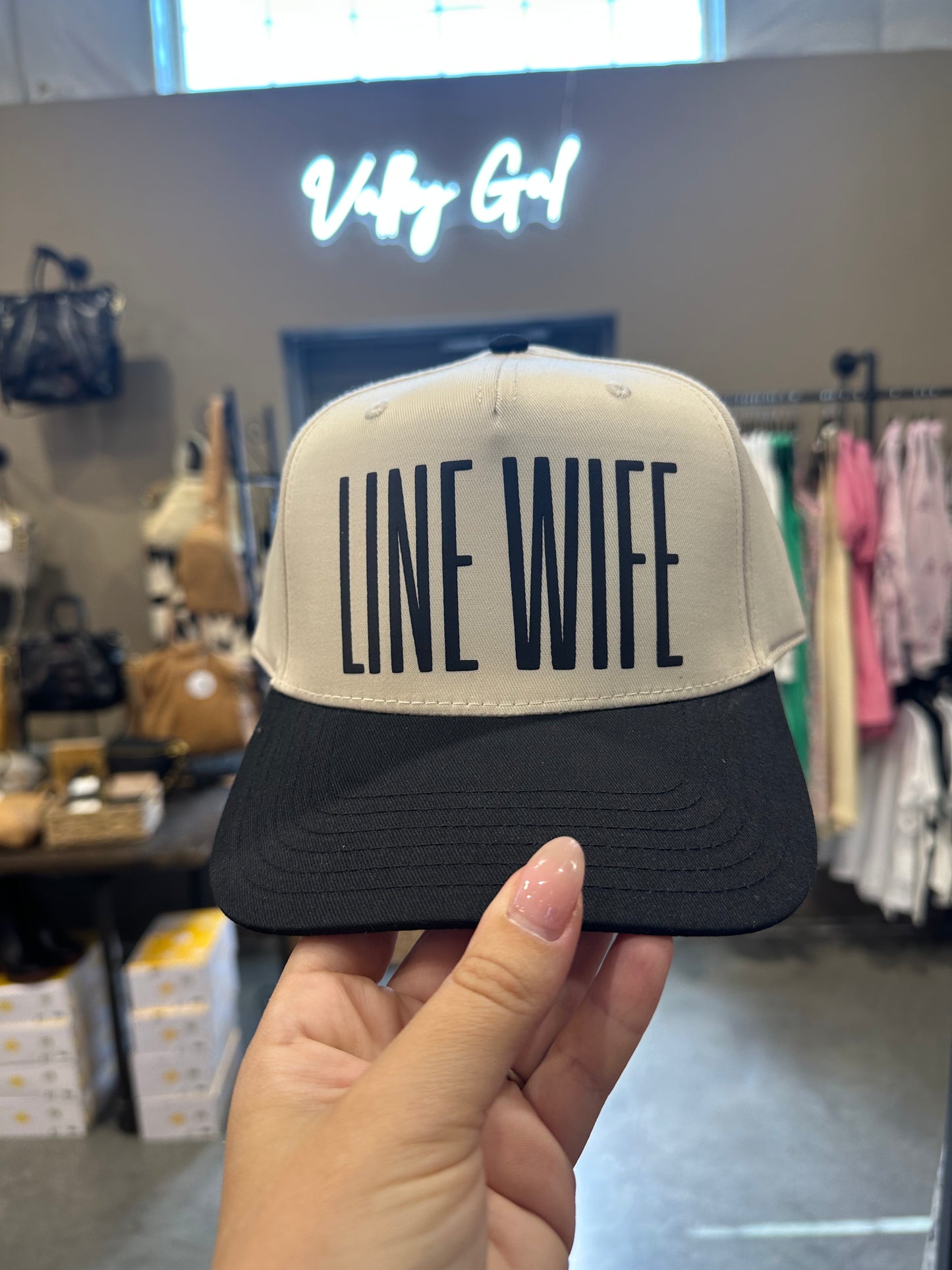 Line Wife Trucker Hat Black Combo
