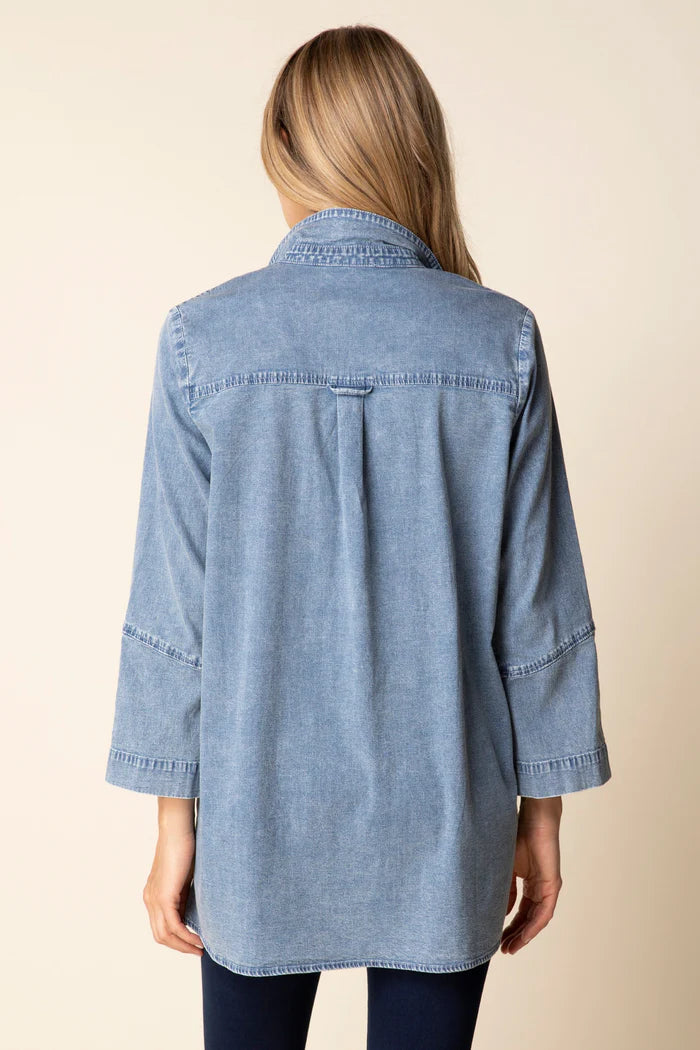 Stretch Denim Button Tunic