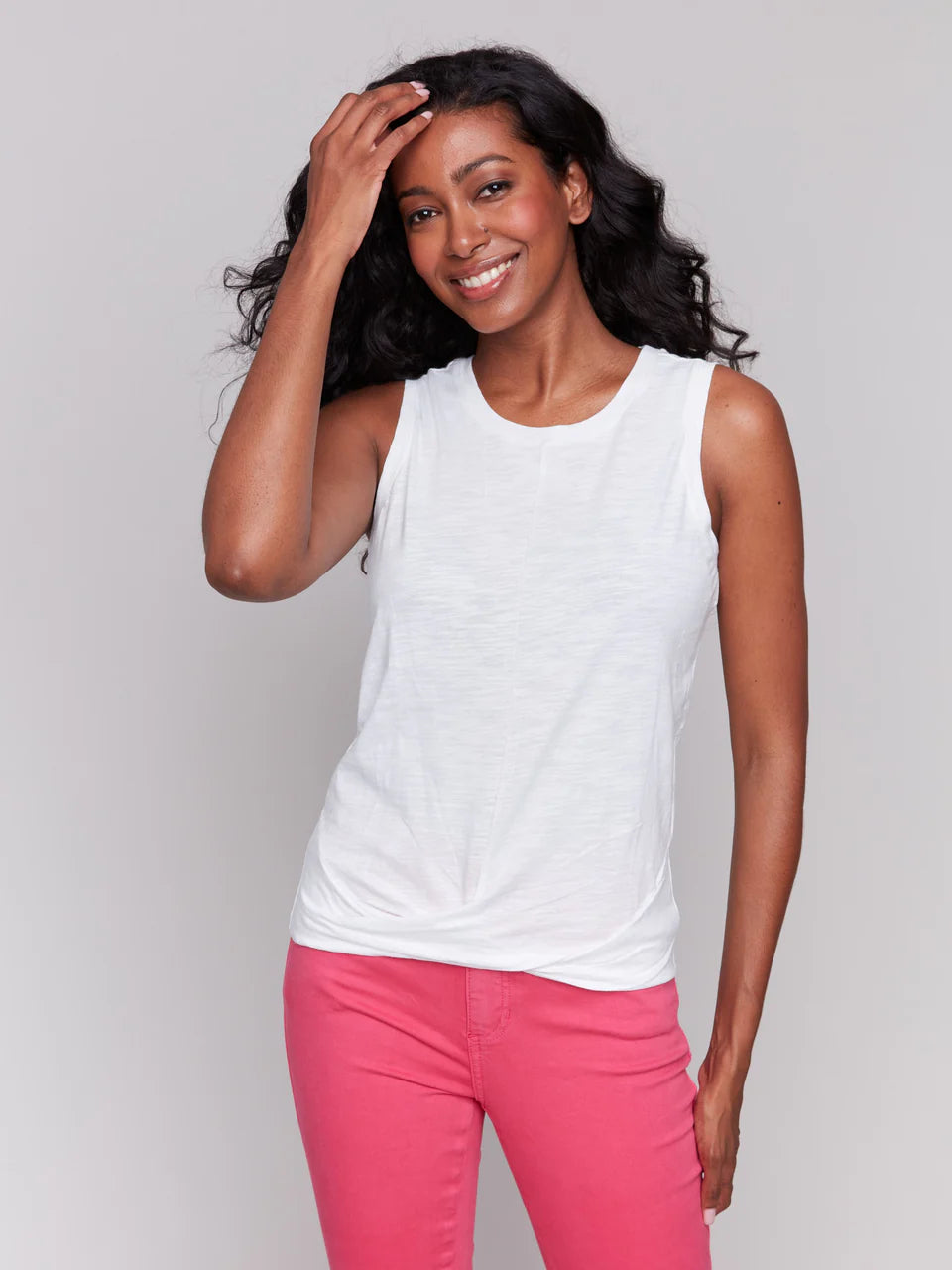 Cotton Knot Tank White