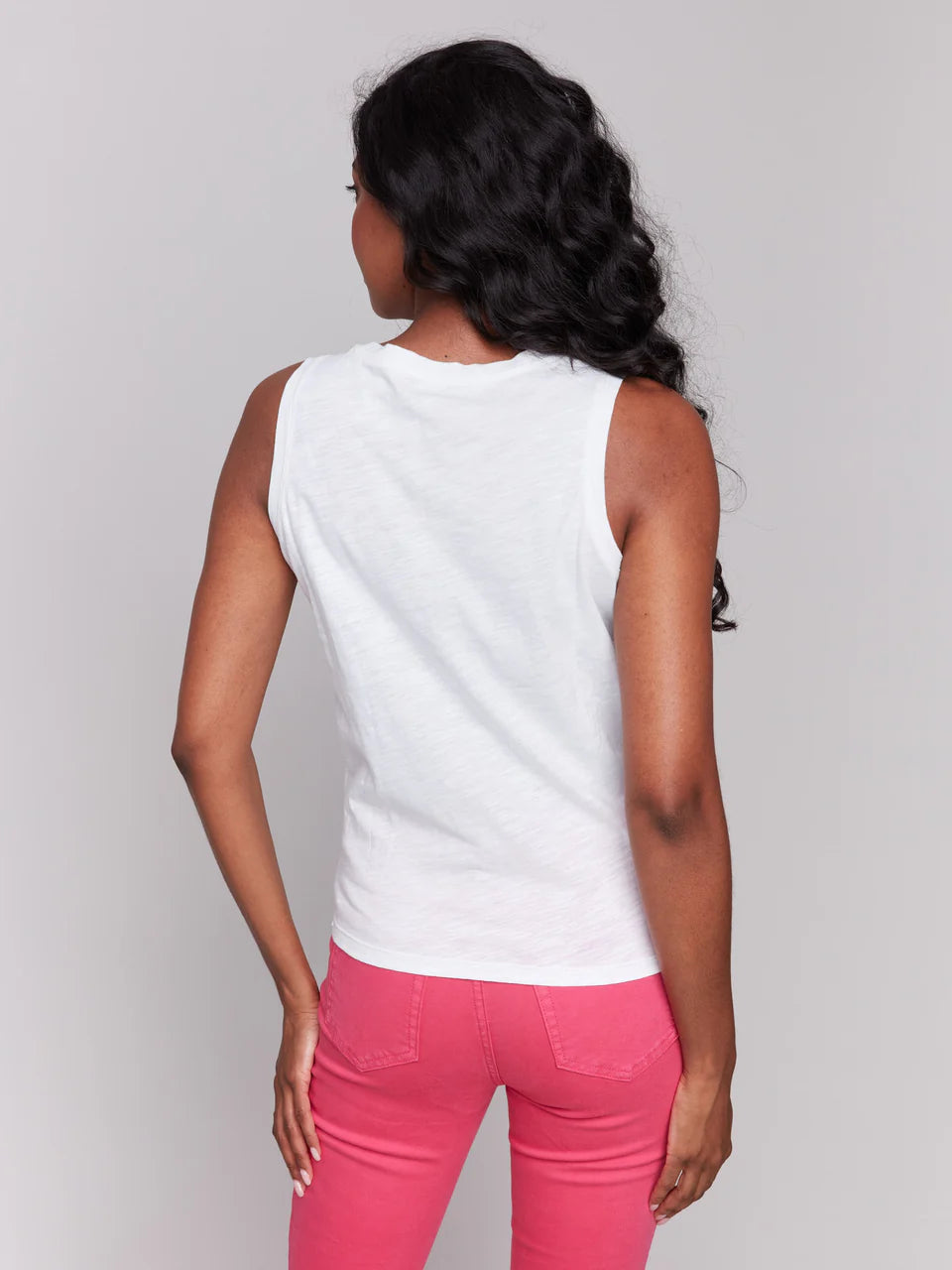 Cotton Knot Tank White