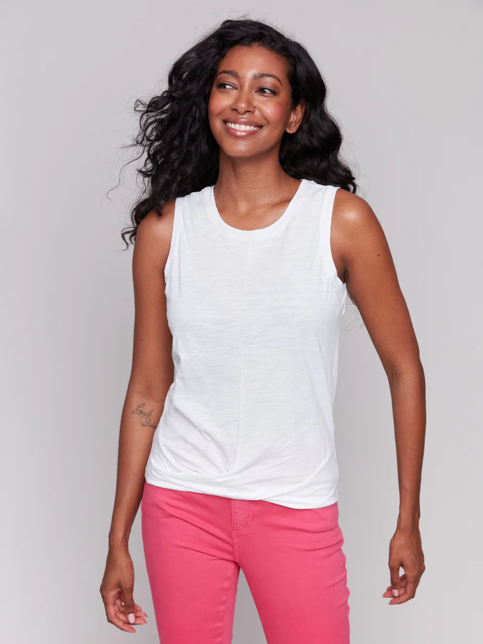 Cotton Knot Tank White