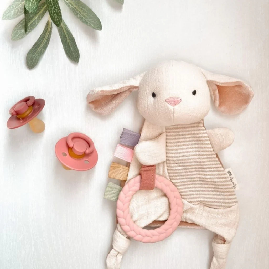Bitzy crinkle sensory toy with teether