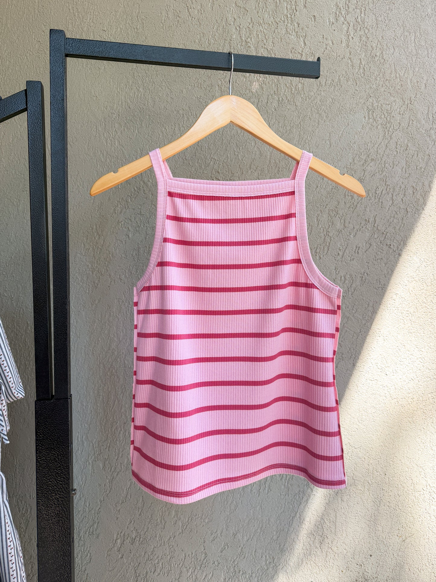 Striped Knit Tank Pink on Pink