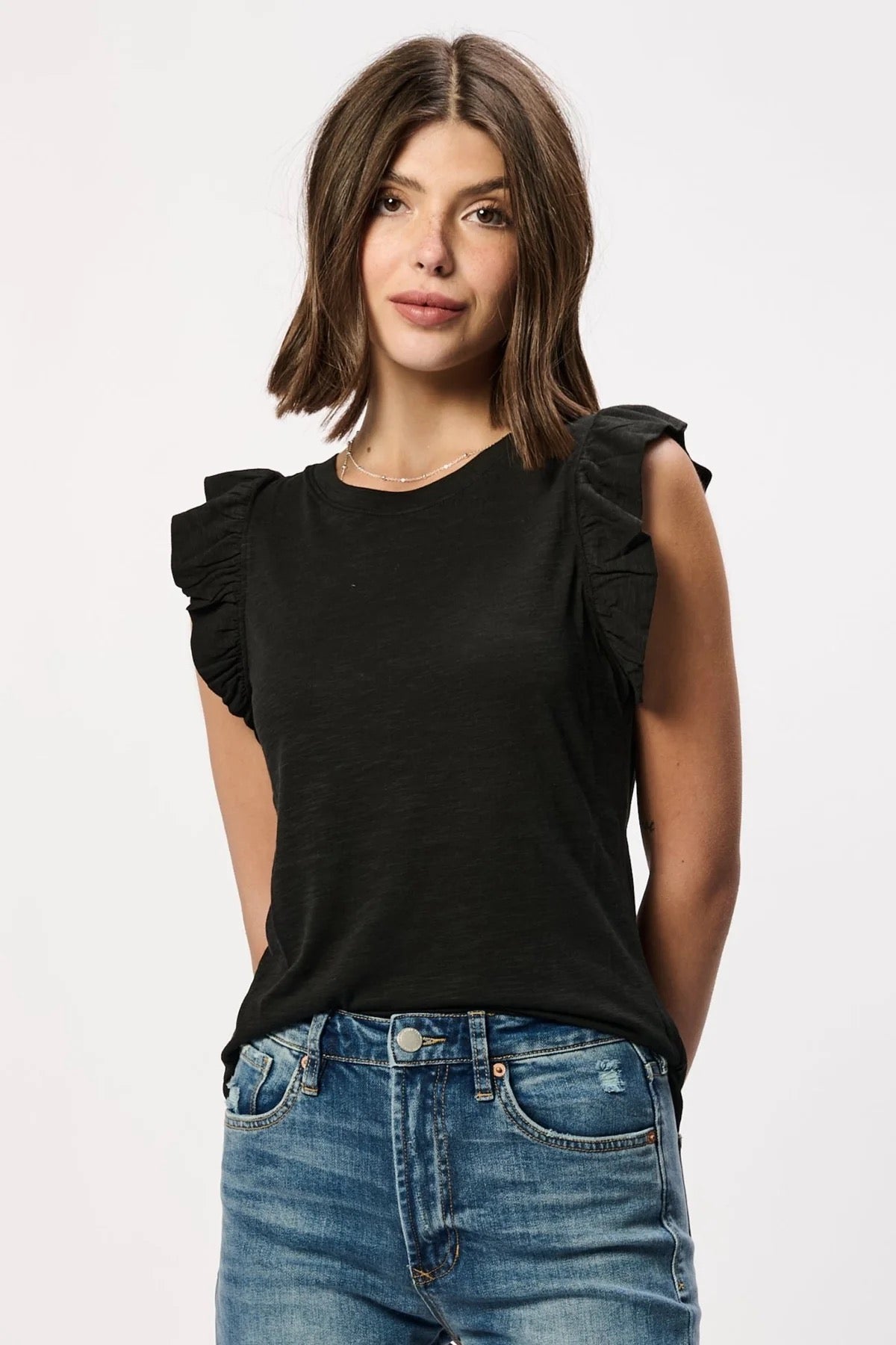 Ruffled North Black Shirt