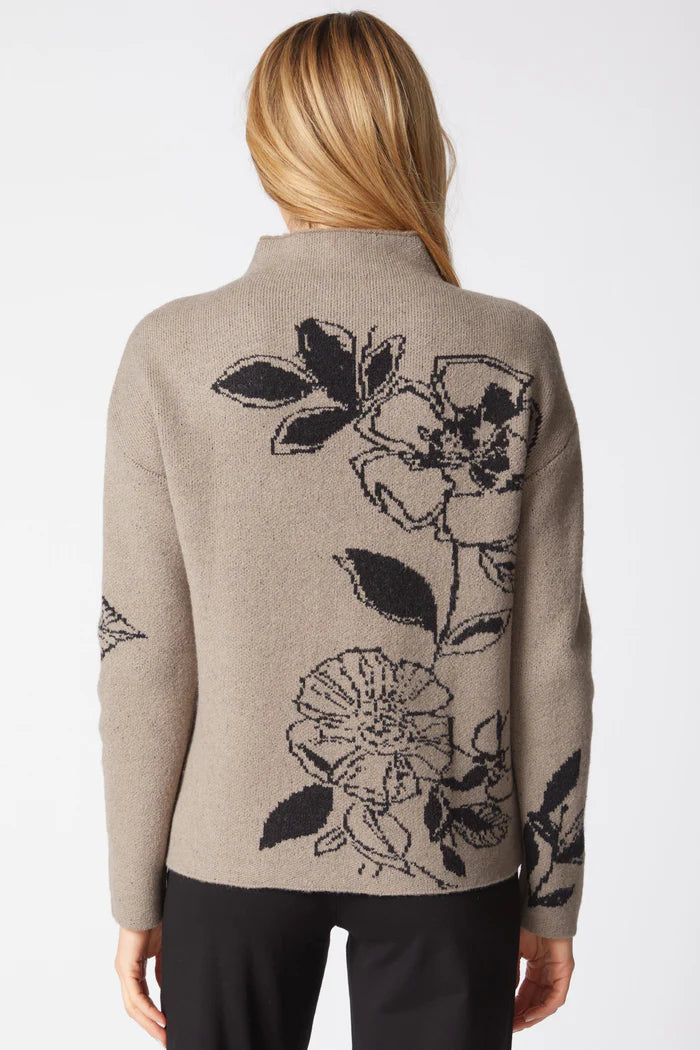 Floral Tan + Black Sweater