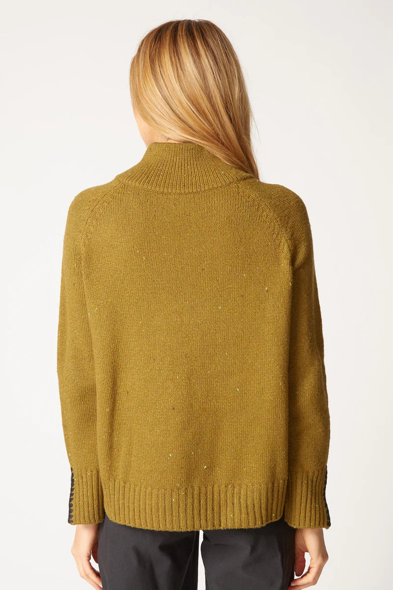 Tweed Zip Neck Sweater Avo