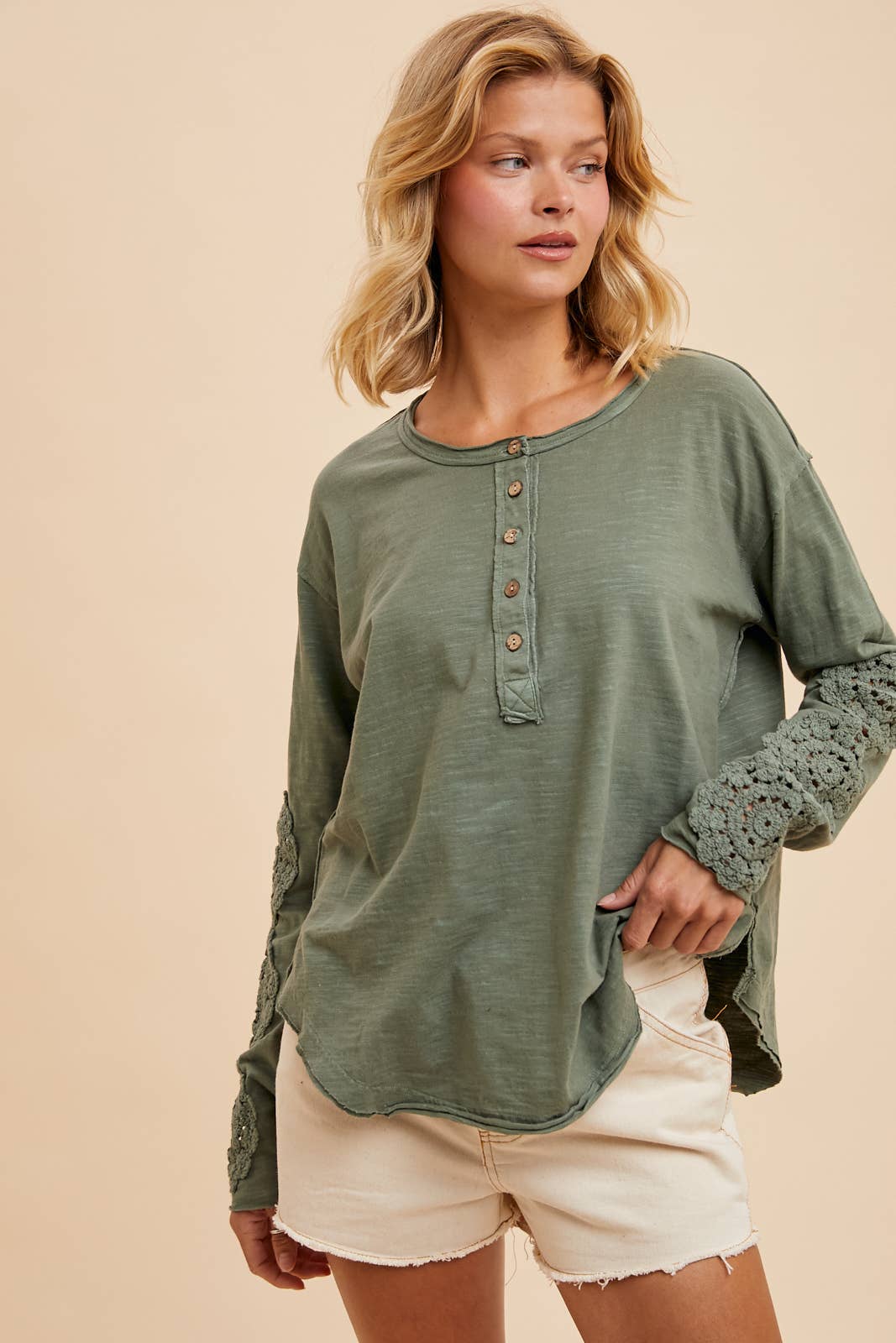 CROCHET PATCH HENLEY TOP