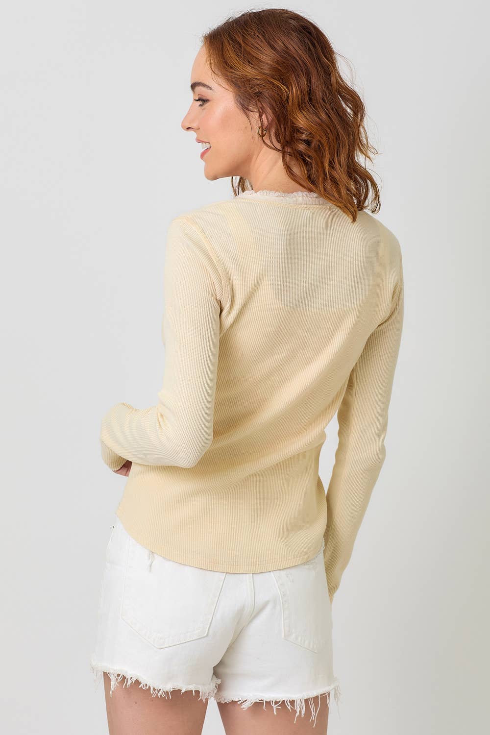 Washed Thermal Henley Top