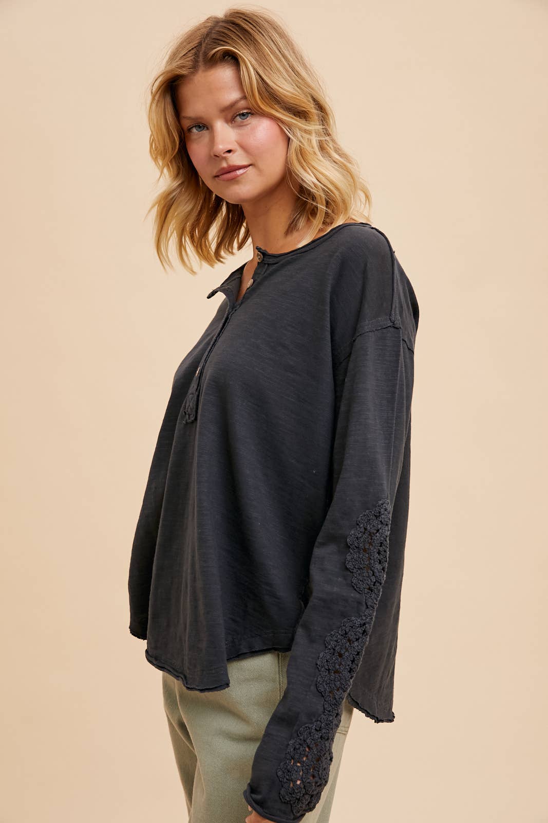 CROCHET PATCH HENLEY TOP